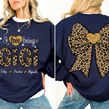 I Love Being Gigi and Grandkids Bow Retro Sweatshirt