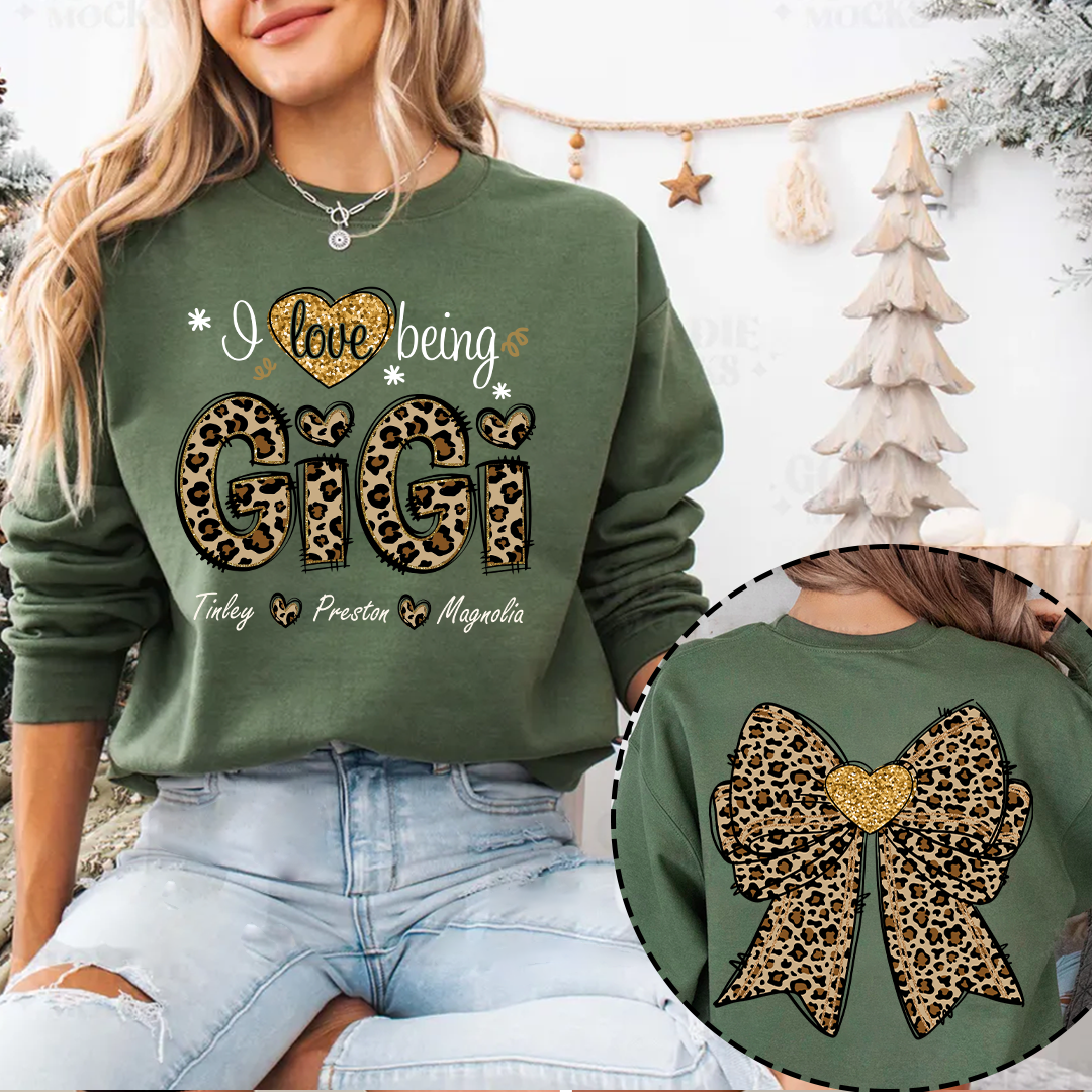 I Love Being Gigi and Grandkids Bow Retro Sweatshirt