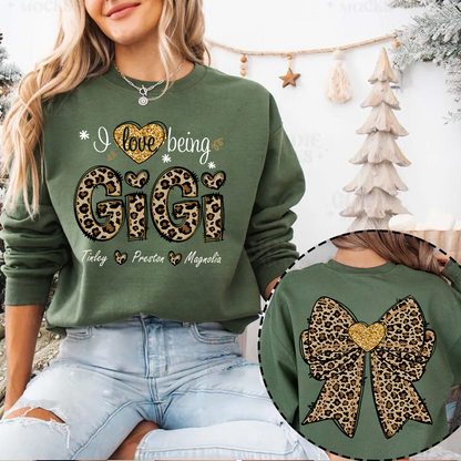 I Love Being Gigi and Grandkids Bow Retro Sweatshirt