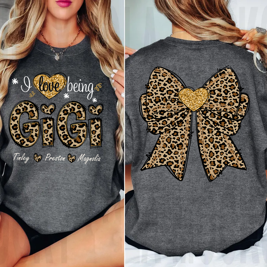 I Love Being Gigi and Grandkids Bow Retro Sweatshirt