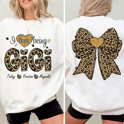 I Love Being Gigi and Grandkids Bow Retro Sweatshirt