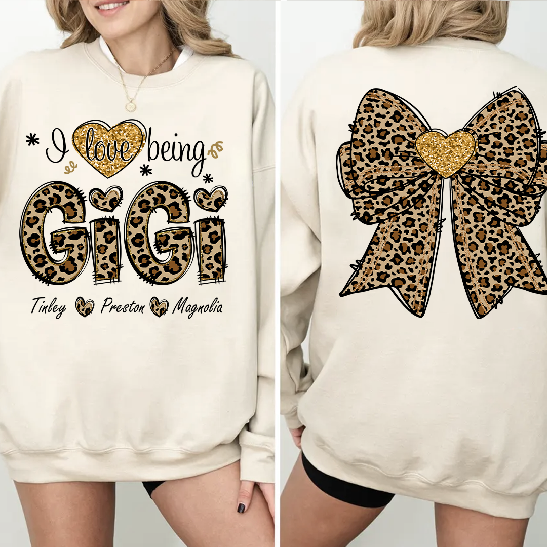I Love Being Gigi and Grandkids Bow Retro Sweatshirt