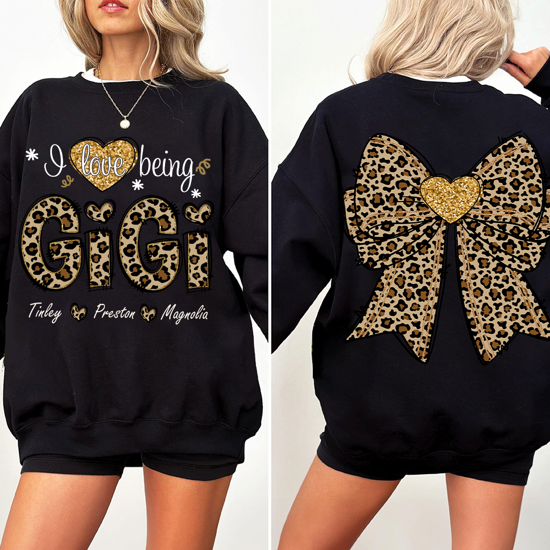 I Love Being Gigi and Grandkids Bow Retro Sweatshirt