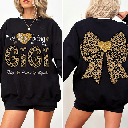 I Love Being Gigi and Grandkids Bow Retro Sweatshirt