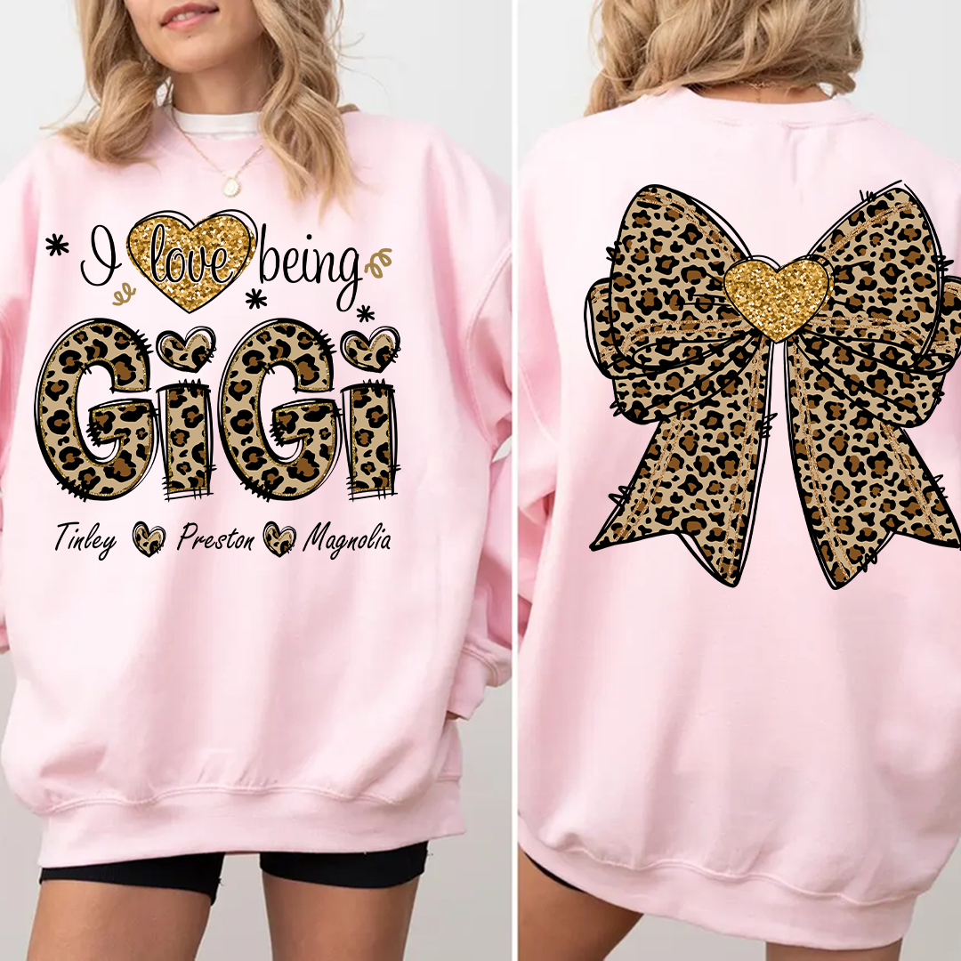 I Love Being Gigi and Grandkids Bow Retro Sweatshirt