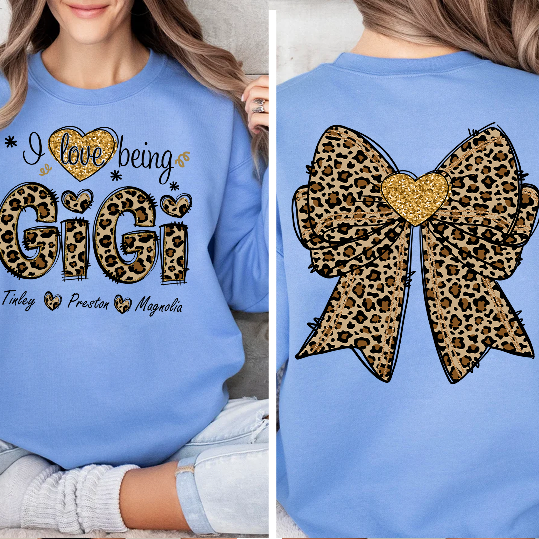 I Love Being Gigi and Grandkids Bow Retro Sweatshirt