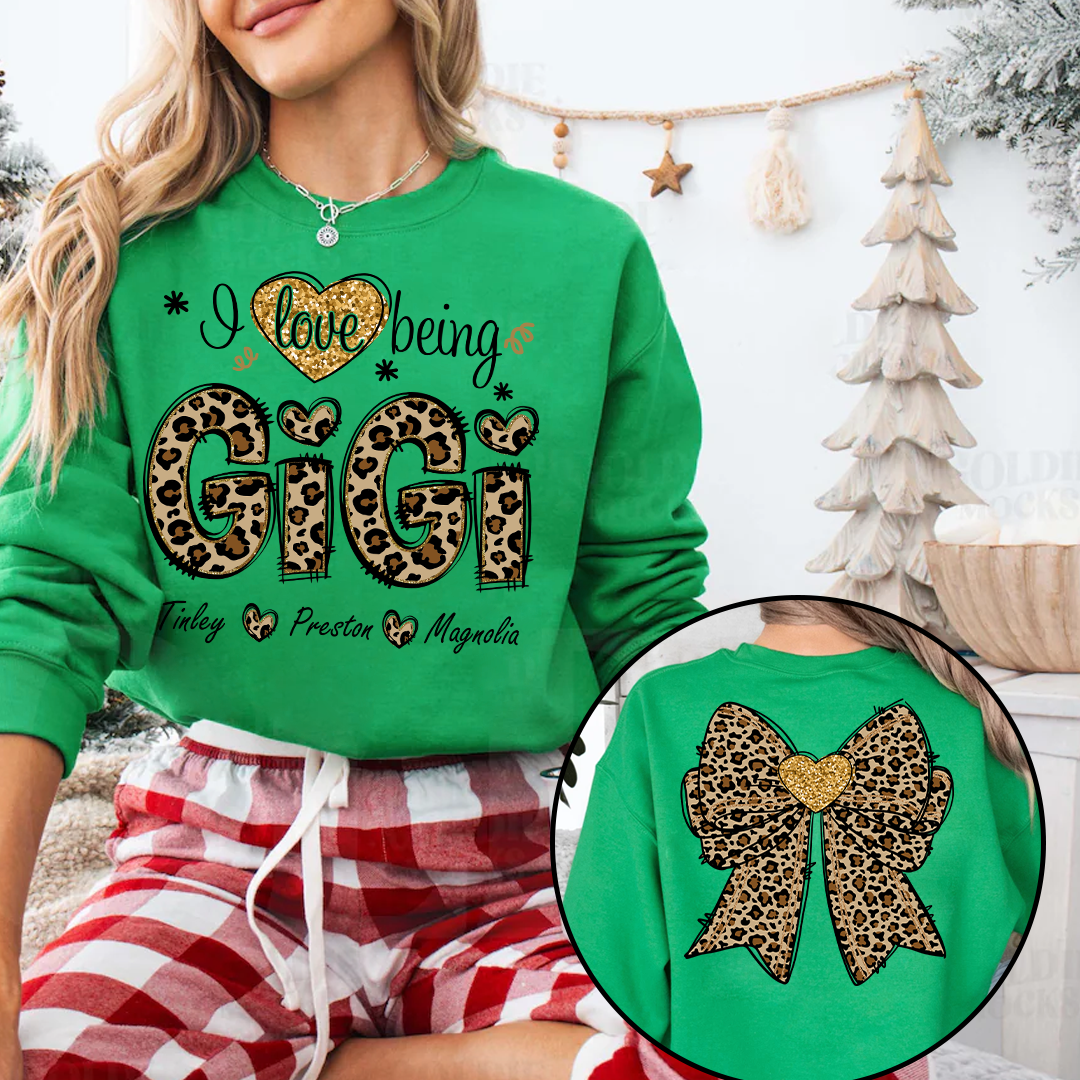 I Love Being Gigi and Grandkids Bow Retro Sweatshirt