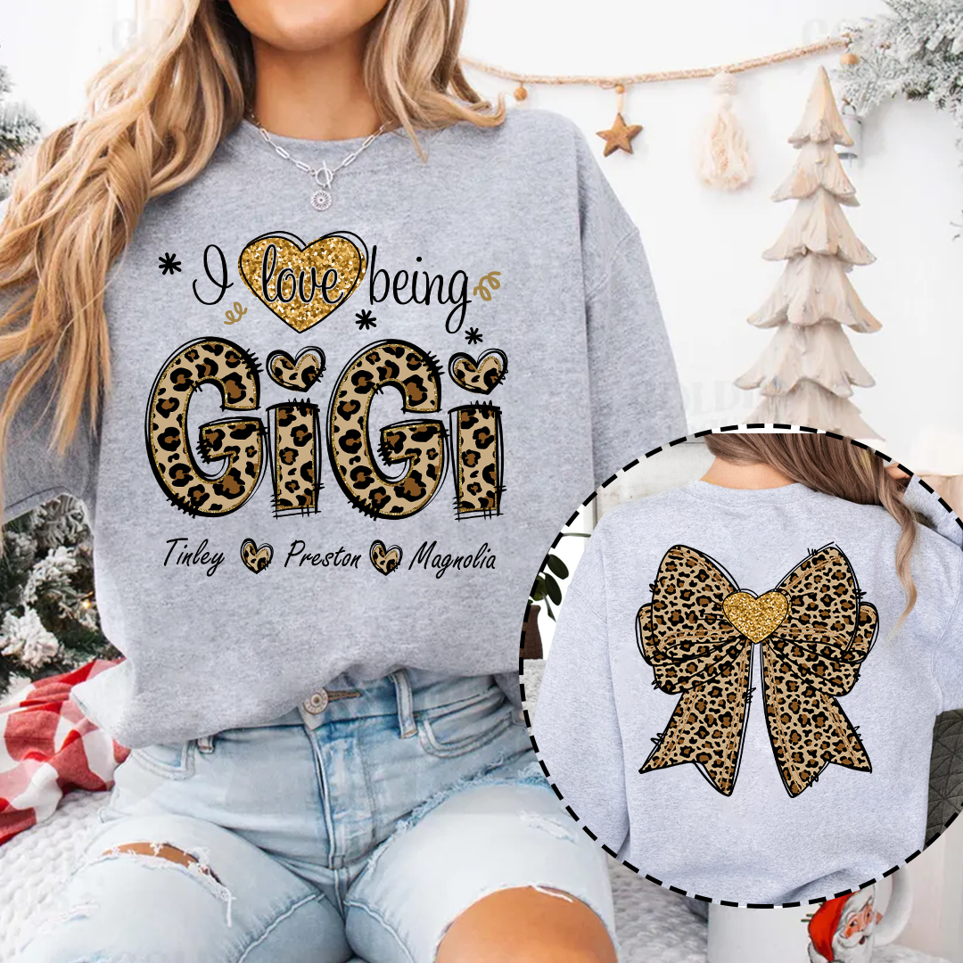 I Love Being Gigi and Grandkids Bow Retro Sweatshirt