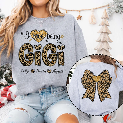 I Love Being Gigi and Grandkids Bow Retro Sweatshirt