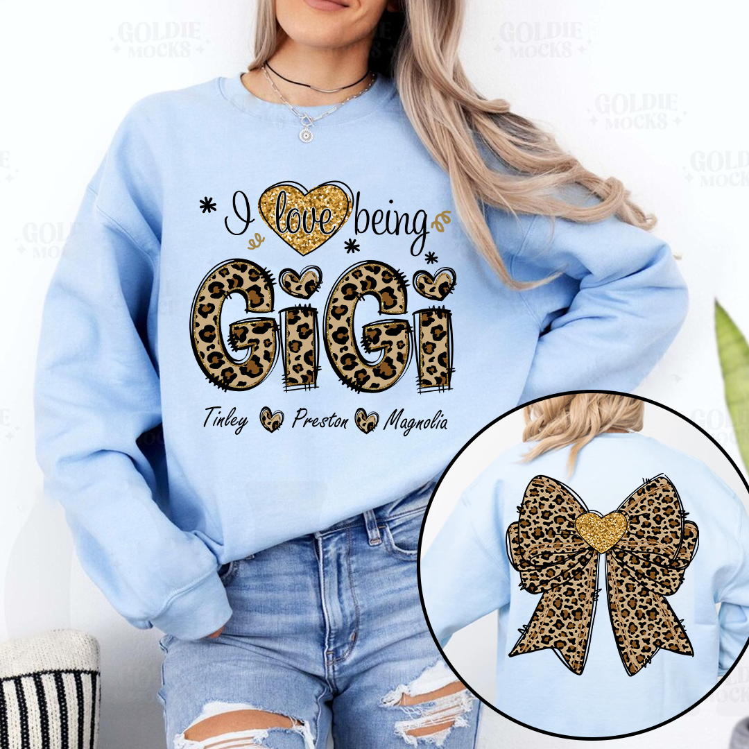 I Love Being Gigi and Grandkids Bow Retro Sweatshirt