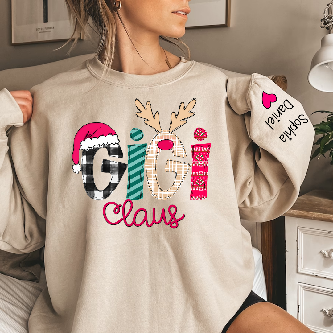 Custom Family Shirt Gigi Claus And Grandkis Christmas 2024 Sweatshirt