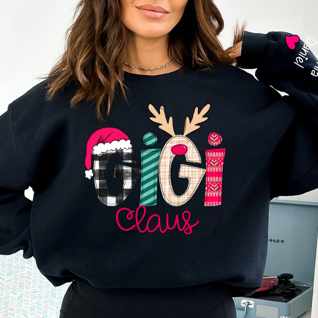 Custom Family Shirt Gigi Claus And Grandkis Christmas 2024 Sweatshirt
