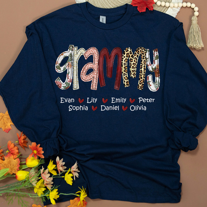 Personalized Grandma Shirt, Grandma Grammy Mom Nana Mama Abuela And Kids, Valentine's Day, Mother's Day CTH01 Longsleeve