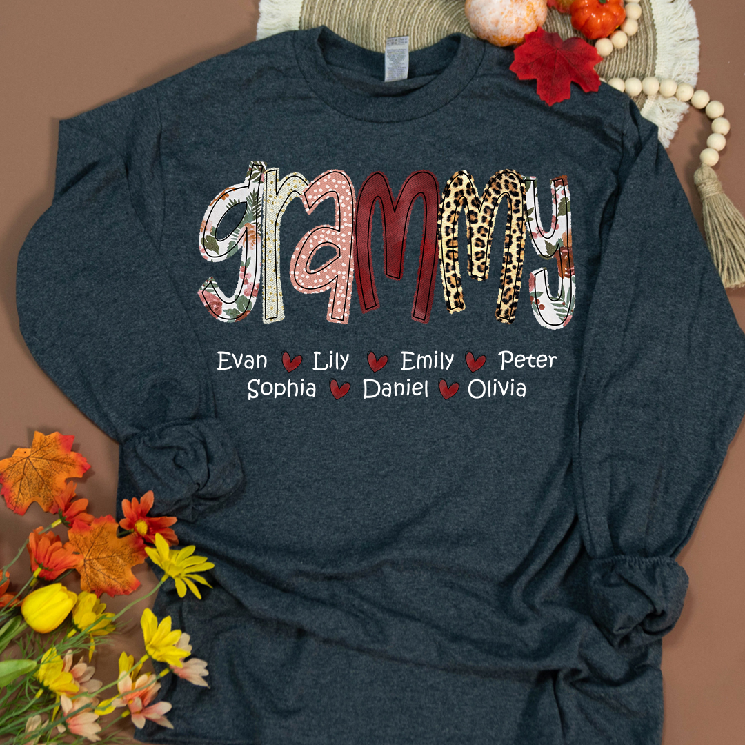 Personalized Grandma Shirt, Grandma Grammy Mom Nana Mama Abuela And Kids, Valentine's Day, Mother's Day CTH01 Longsleeve