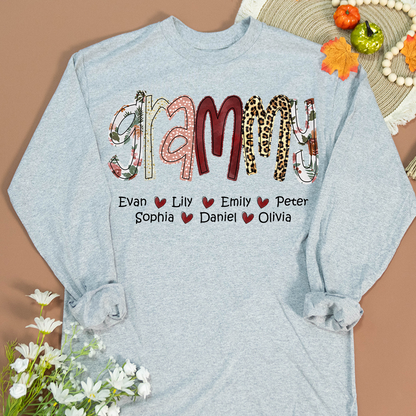 Personalized Grandma Shirt, Grandma Grammy Mom Nana Mama Abuela And Kids, Valentine's Day, Mother's Day CTH01 Longsleeve