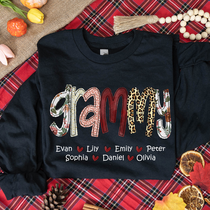 Personalized Grandma Shirt, Grandma Grammy Mom Nana Mama Abuela And Kids, Valentine's Day, Mother's Day CTH01 Longsleeve