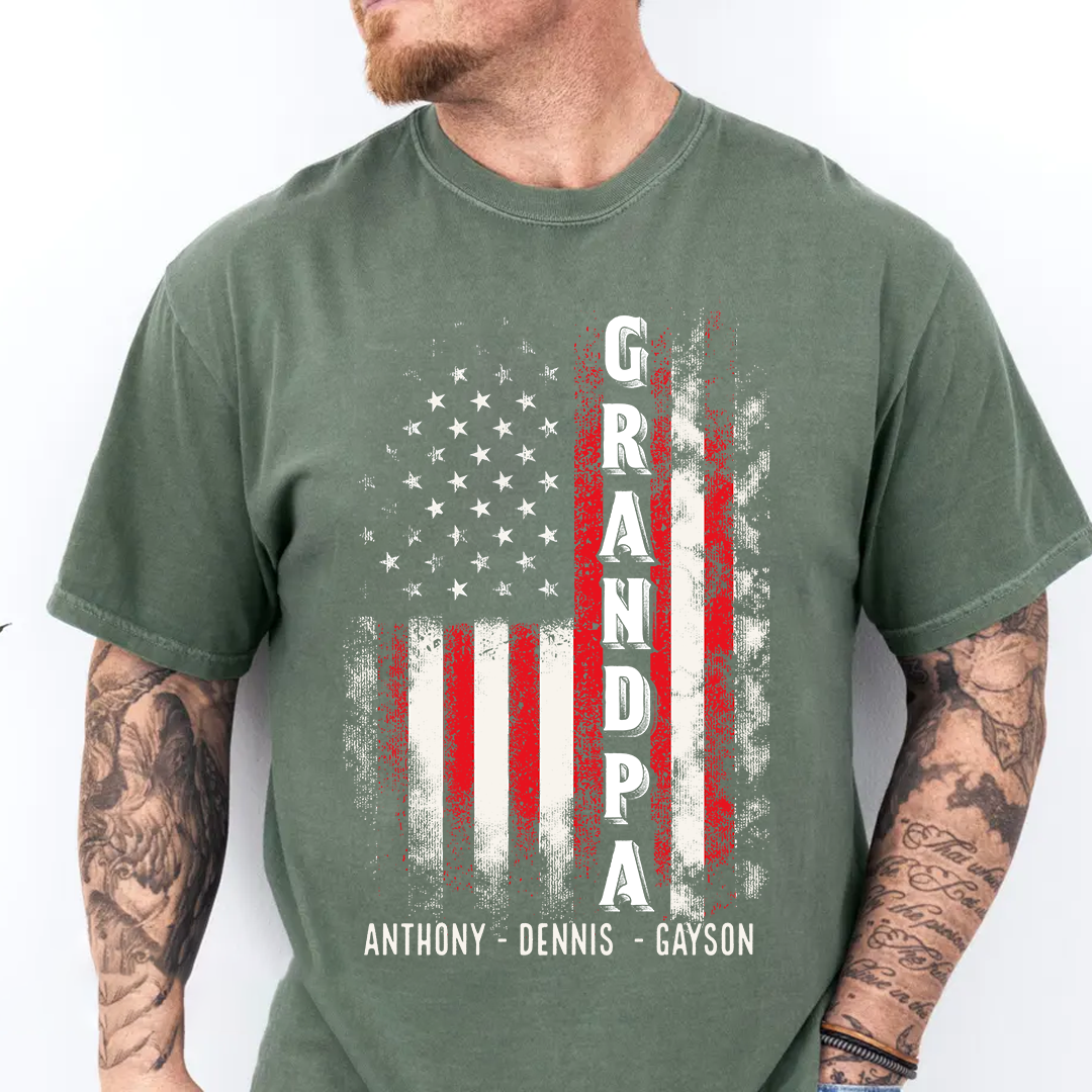 American Papa Dad and Grandkids Father's Day Gift Comfort Colors® T-shirt