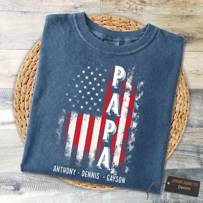 American Papa Dad and Grandkids Father's Day Gift Comfort Colors® T-shirt