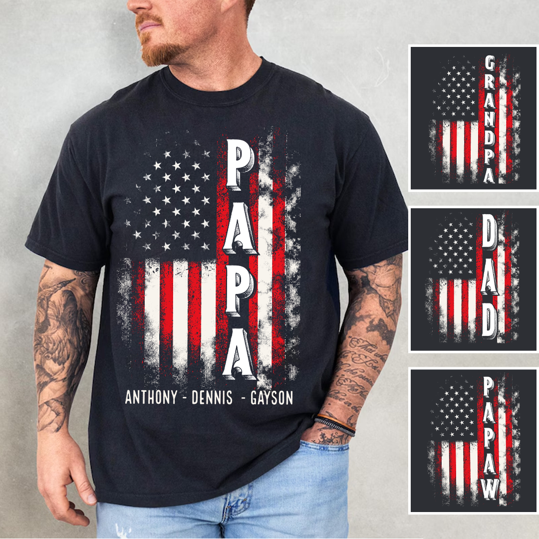 American Papa Dad and Grandkids Father's Day Gift Comfort Colors® T-shirt