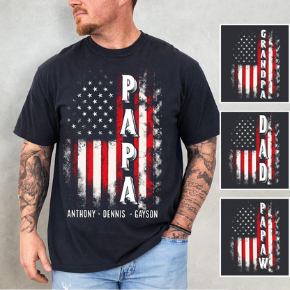 American Papa Dad and Grandkids Father's Day Gift Comfort Colors® T-shirt