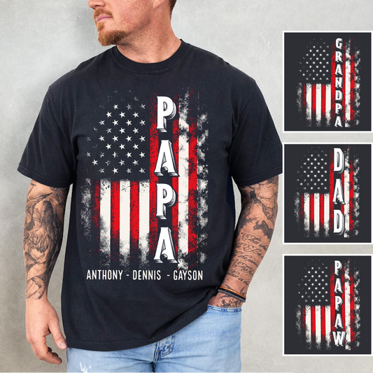 American Papa Dad and Grandkids Father's Day Gift Comfort Colors® T-shirt