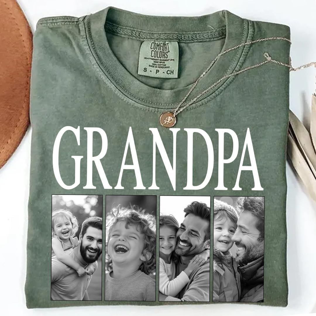 Custom Grandpa Photo Shirt – Personalized Gift for Grandpa, Grandfather, Papa – Kids Photo Shirt for Holiday & Father's Day