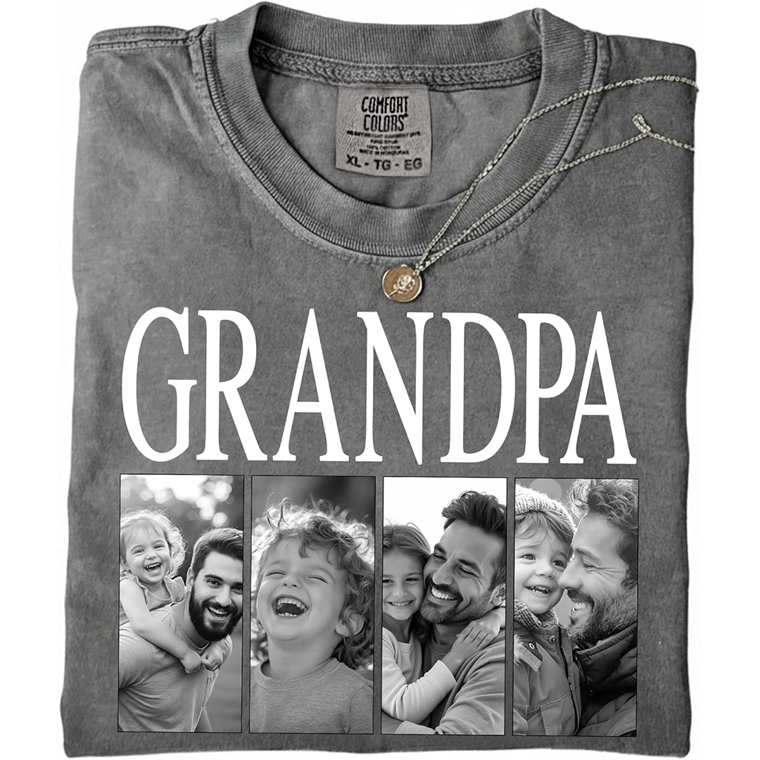 Custom Grandpa Photo Shirt – Personalized Gift for Grandpa, Grandfather, Papa – Kids Photo Shirt for Holiday & Father's Day