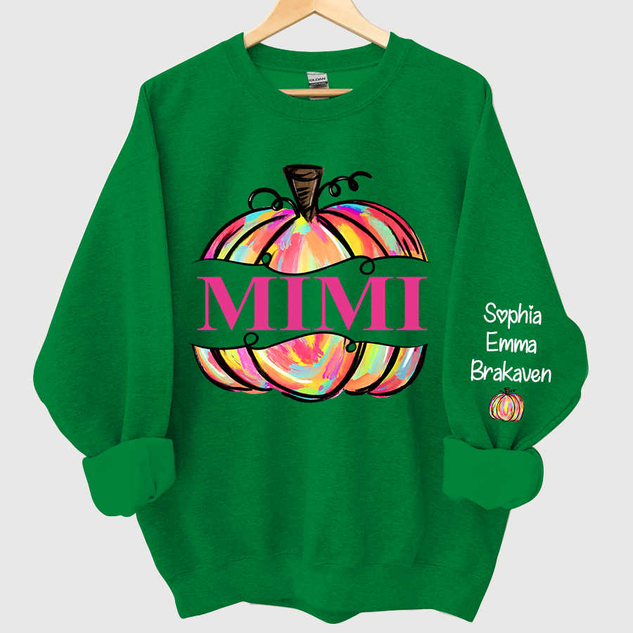 Personalized Mimi Painted Pumpkin Fall Autumn Sweatshirt