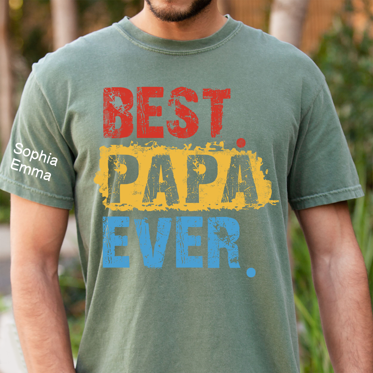 Personalized Best Papa Ever T-Shirt, Custom Dad Shirt with Kids Names Option, Fathers Day Birthday Gift, Family Celebration Shirt, Colorful Design