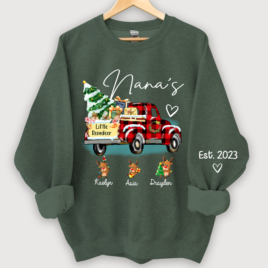 Nana's little reindeer Christmas And Grandkids Sweatshirt