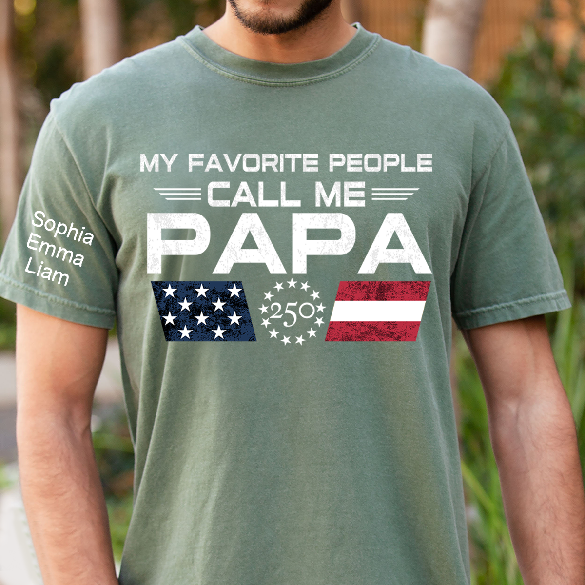 Personalized My Favorite People Call Me Papa Shirt, Custom Kids Names for Dad Grandpa, U.S. 250th Anniversary Father’s Day Shirt