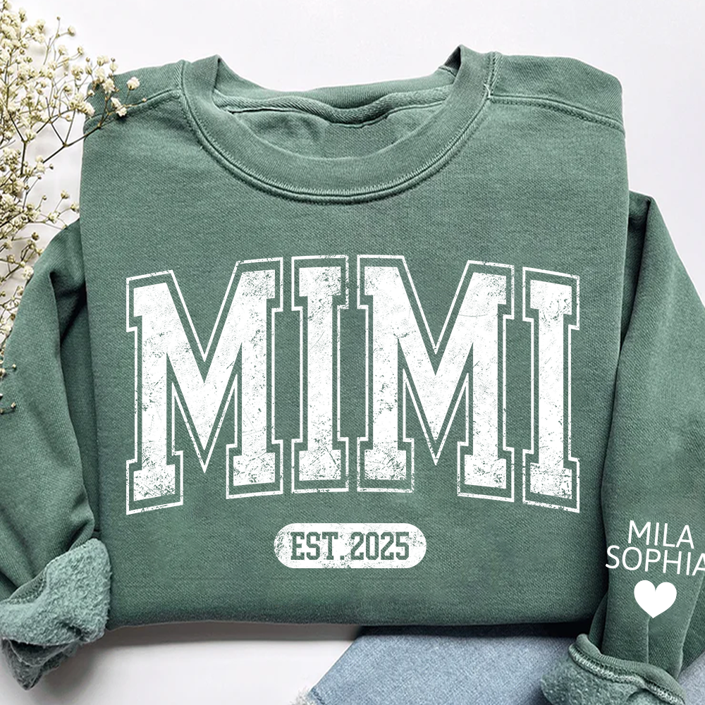 Mimi est with Grandkids’ Names, Custom Gift for Grandma Sweatshirt