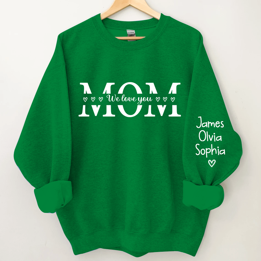 Mom We love you And Grandkids Heart Sweatshirt