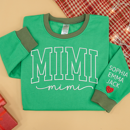 Colorful Crewneck, Custom Mimi Heart Embroidery And Grandkids Sweatshirt Mix