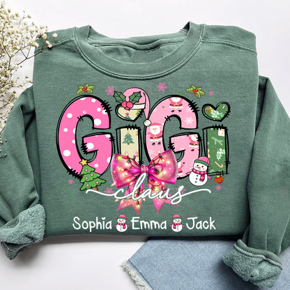 Gigi claus tree santa And Grandkids Christmas Sweatshirt