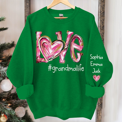 Love grandmalife pink color Christmas And Grandkids Sweatshirt