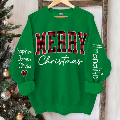 Merry Christmas Nanalfie Caro Sweatshirt with Grandkids Sweatshirt