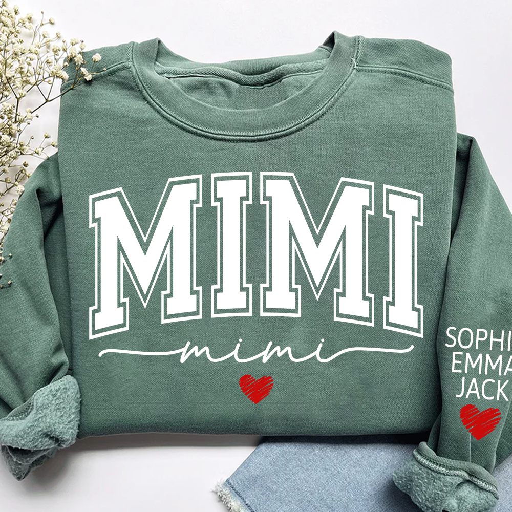 Personalized Mimi Sweatshirt with Grandkids’ Names, Gift for Grandma Birthday Christmas Sweatshirt