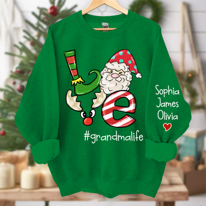 Personalized Love grandmalife Merry Christmas and Grandkids Sweatshirt