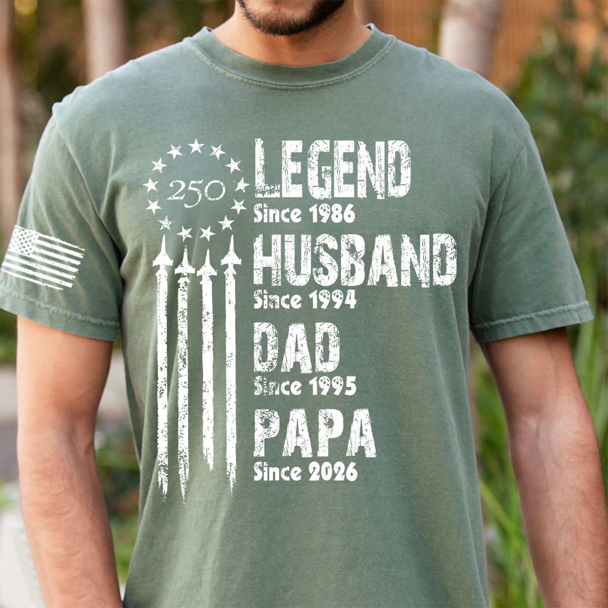 Personalized Papa Shirt, Legend Husband Dad Papa Since Year Shirt, Custom Family Nickname Tee, Patriotic USA Flag Fathers Day Birthday Gift for Men