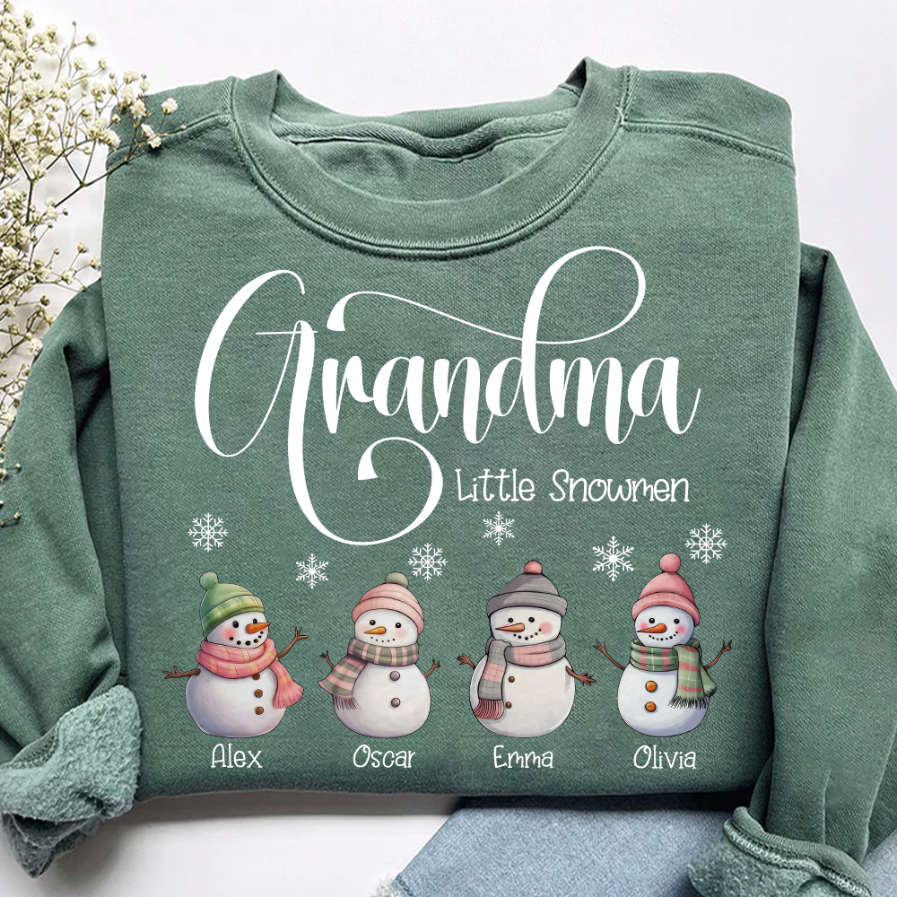 Grandma Little Snowmen And Grandkids Merry Christmas Sweatshirt
