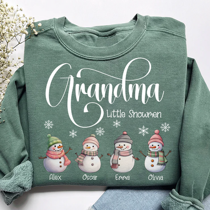 Grandma Little Snowmen And Grandkids Merry Christmas Sweatshirt