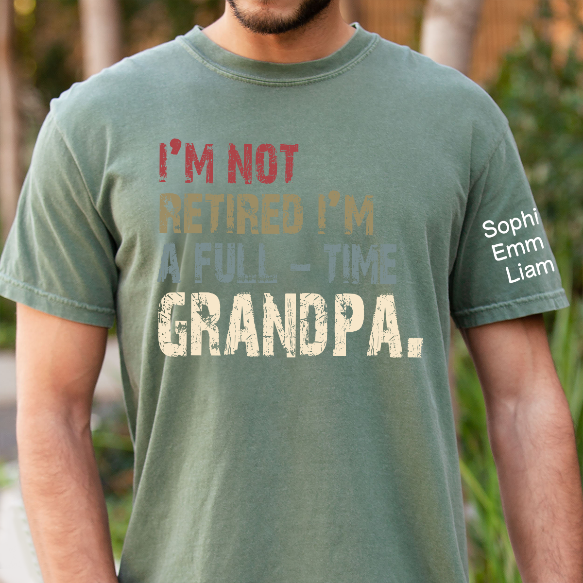 Personalized Grandpa Shirt with Kids Names, I’m Not Retired I’m A Full Time Grandpa Shirt, Custom Grandpa Gift for Fathers Day Birthday