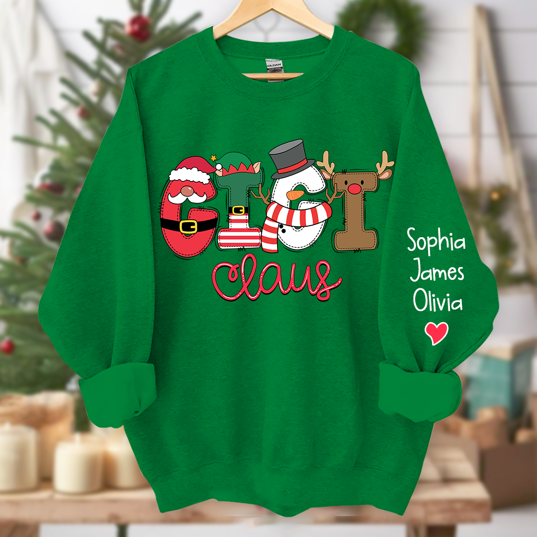 Gigi Claus Merry Christmas Grandma Claus, Nana Claus and Grandkids Sweatshirt