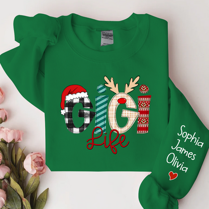 Gigi Life Merry Christmas Sweatshirt, Custom Grandma and Grandkids Sweatshirt