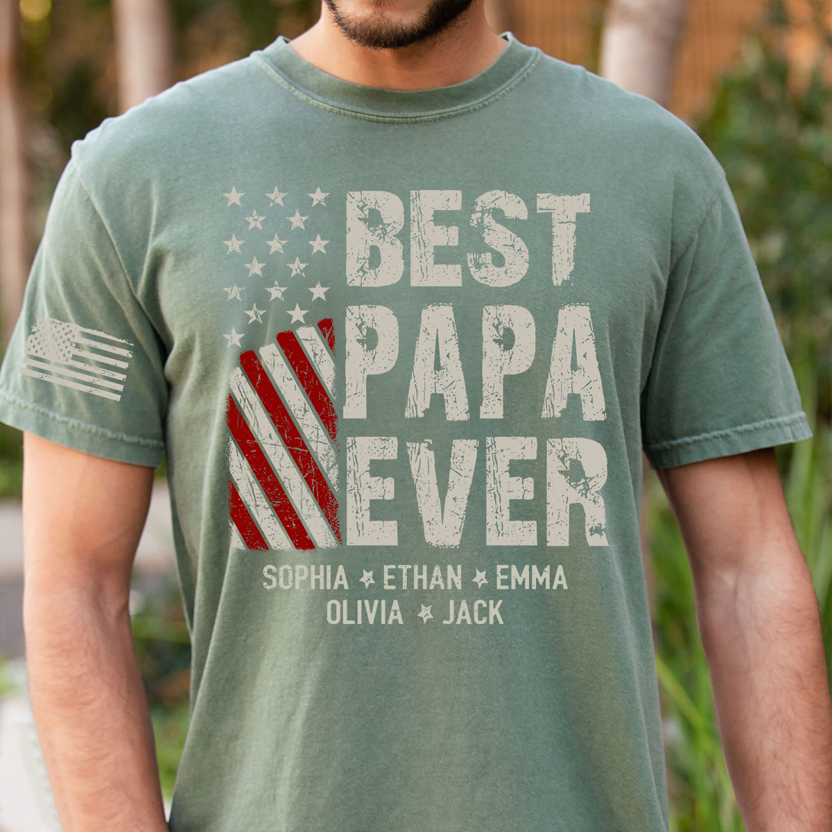 Personalized Best Papa Ever Shirt, Custom Family Nickname T-Shirt for Dad Fathers Day Birthday 4th of July