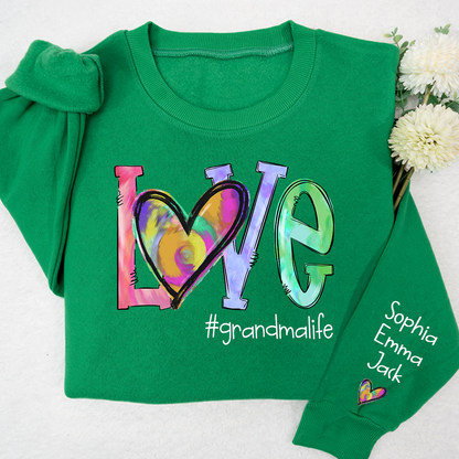 Love Grandmalife colorful heart  And Grandkids 2024 Sweatshirt
