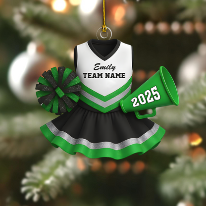 Personalized Cheerleader Ornament 2025 – Custom Name, Team & Year Christmas Gift for Girls and Cheer Squad Members Ornament