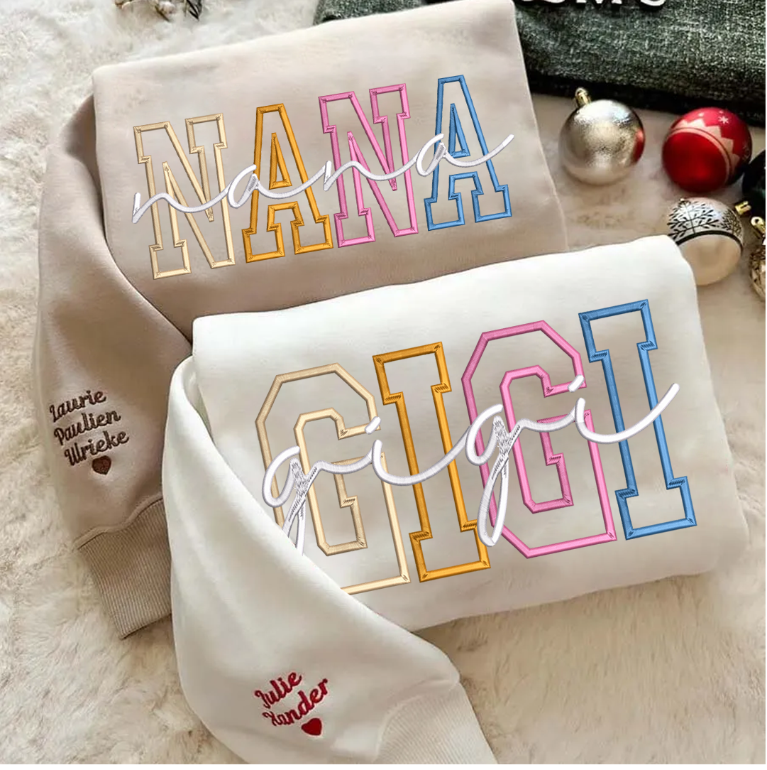 Nana Color Embroidery Nana and Grandkids Personalized Sweatshirt