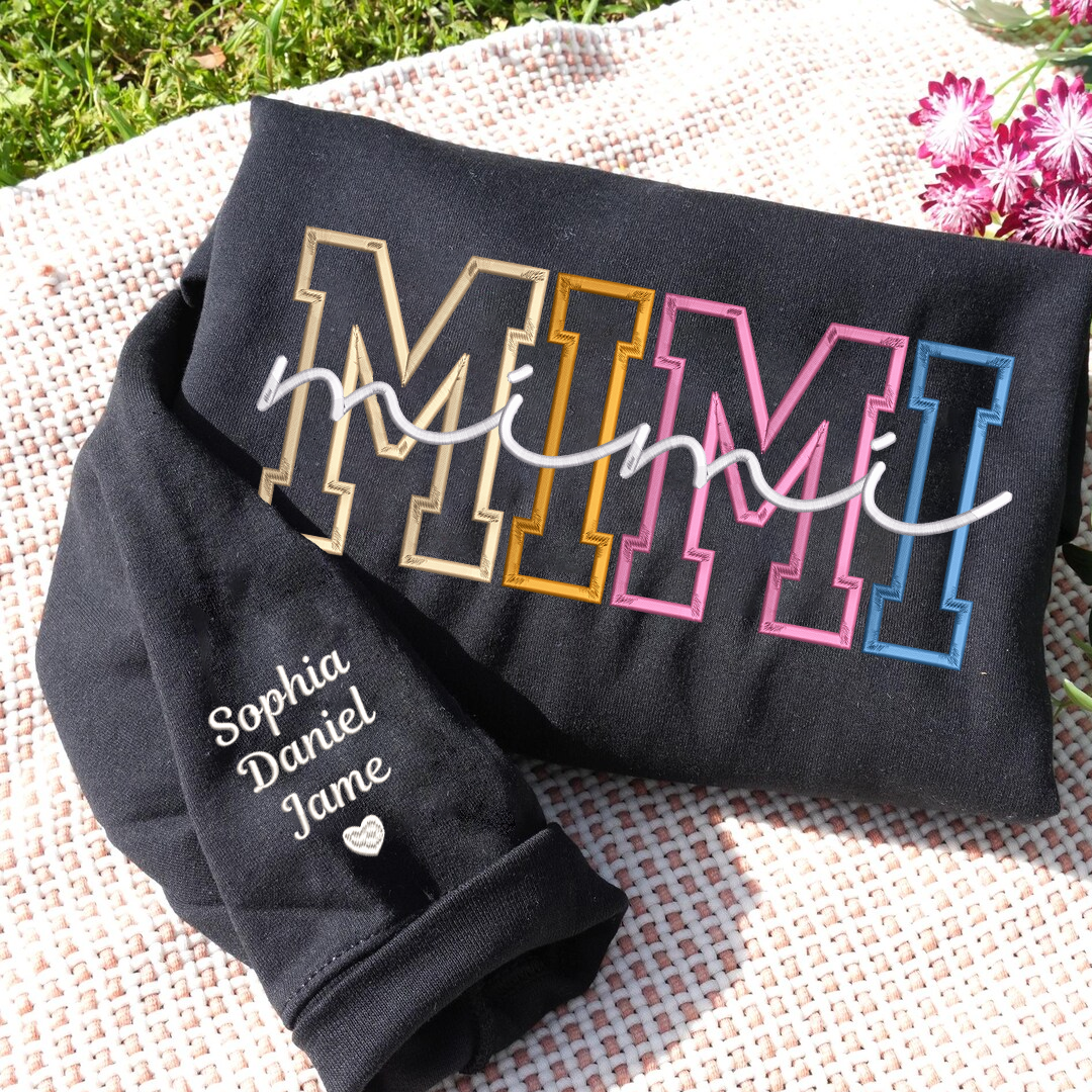 Nana Color Embroidery Nana and Grandkids Personalized Sweatshirt